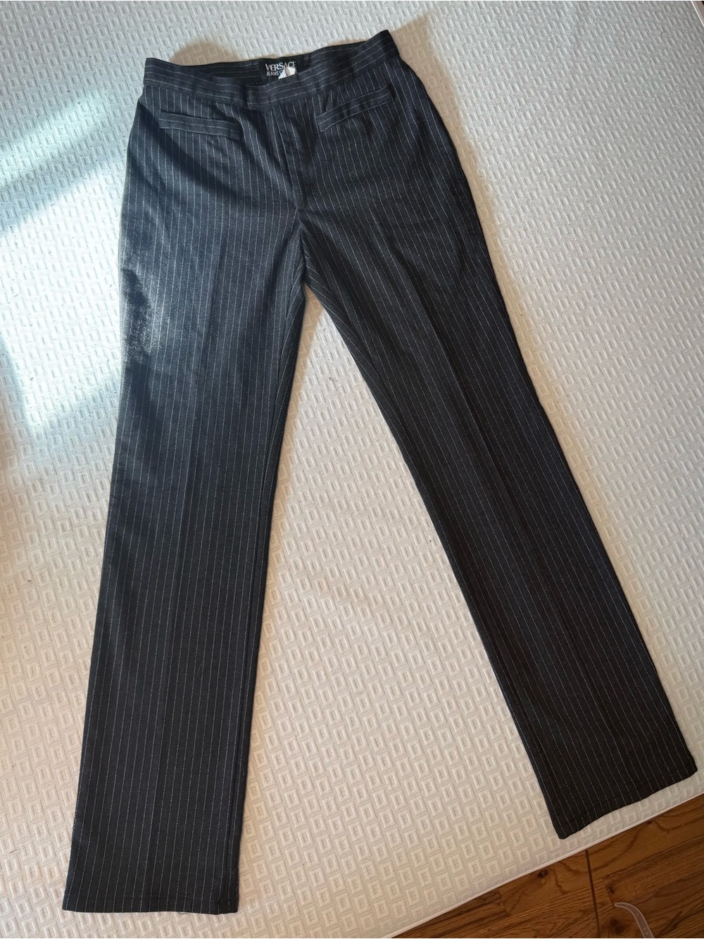 NWOT Versace Jeans Couture Black Pinstripe Womens Dress Pants